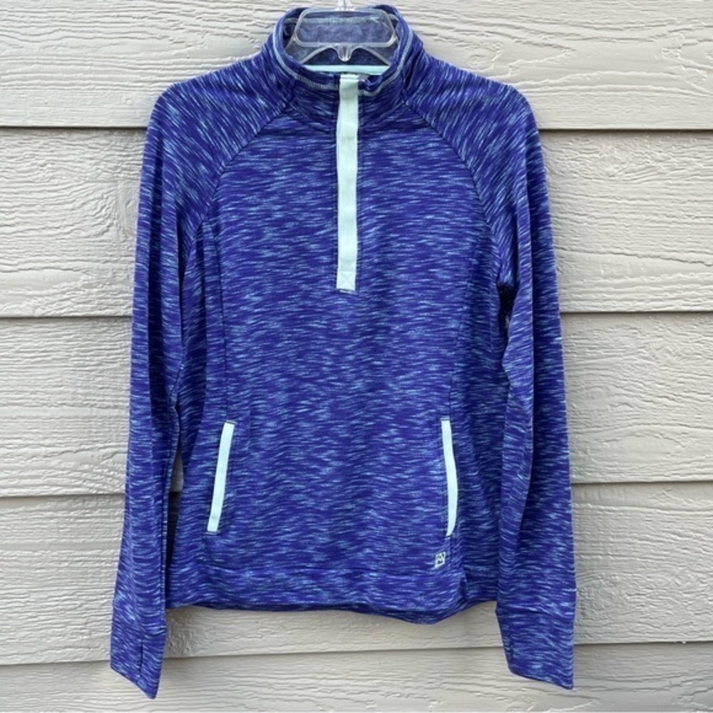 Avalanche‎ Women Jacket Pullover Snap Purple Green Kangaroo Pocket LS Thumbholes